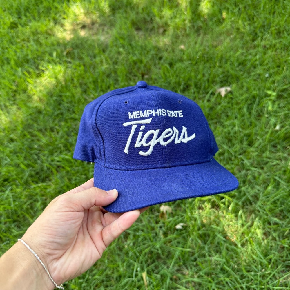 Vintage Script Sports Specialties Memphis State Tigers Hat Blue Wool Snapback